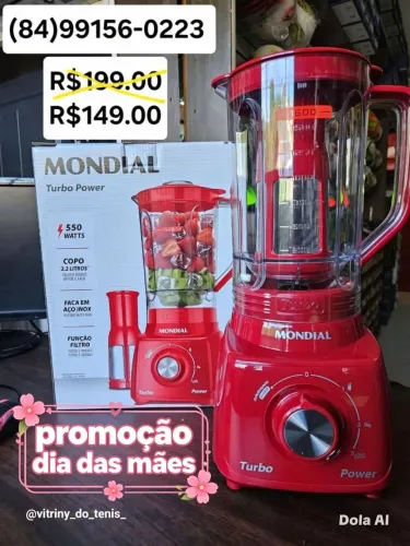 PROMOÇÃO DIA DAS MÃES LIQUIDIFICADOR MONDIAL-R$149.00 AVISTA.