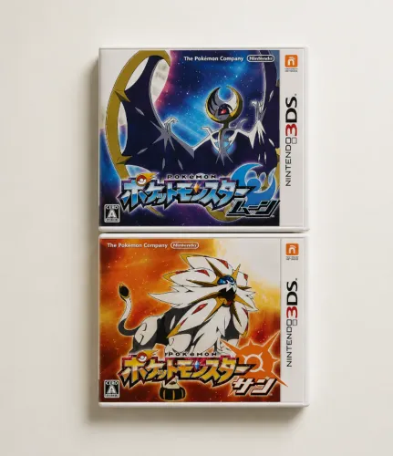 Pokémon Sun + Pokémon Moon Japoneses para Nintendo 3DS com panfletos
