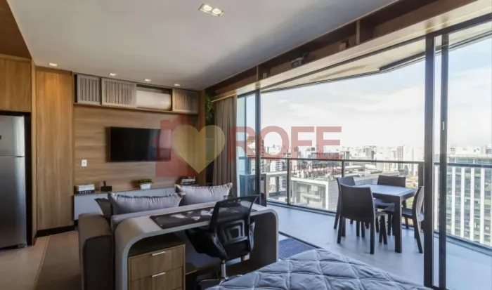 Studio Mobiliado com Varanda e Vista Livre | VN Millennium Faria Lima