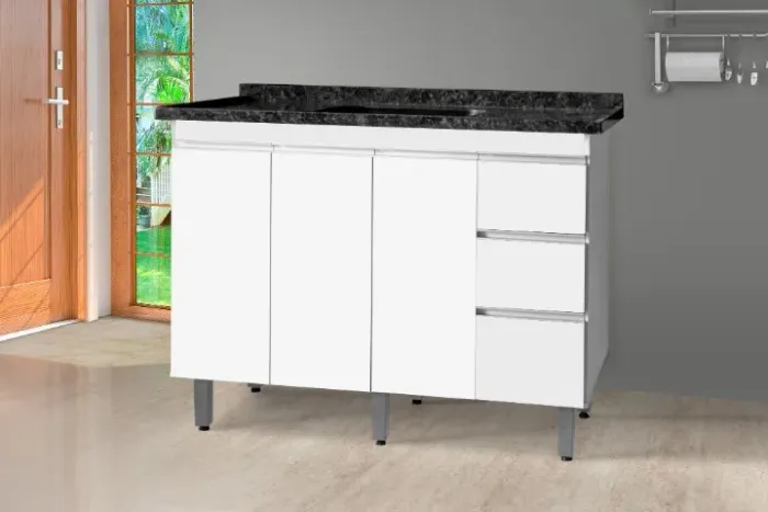 Gabinete balcão para pia 1.20m 100% MDF. Entrega + montagem grátis.