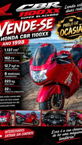 Honda CBR 1100 XX Blackbird 1998 - Relíquia - Impecável