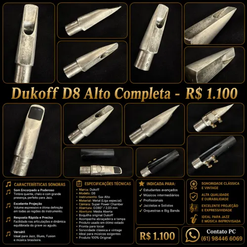 BOQUILHA PARA SAX ALTO DUKOFF POWER CHAMBER D8