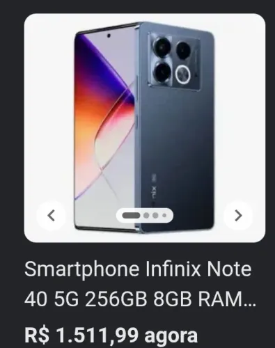 Infinix note 40 256gb câmera de 108mp
