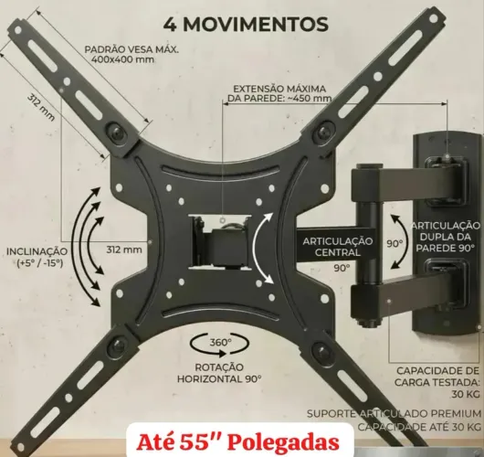 Suporte de TV Triarticulado até 55"