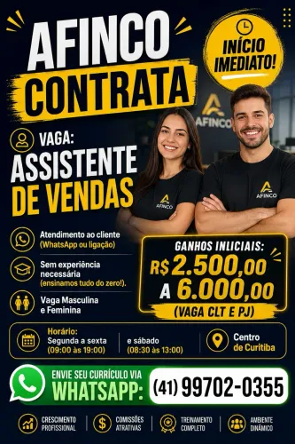 VAGA: ASSISTENTE DE VENDAS