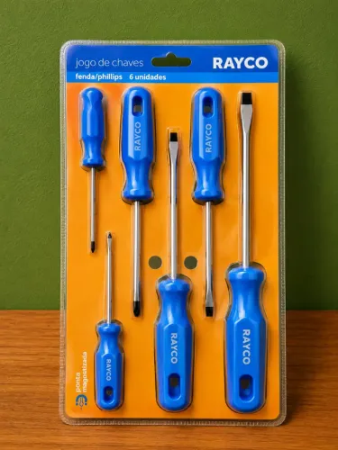 Jogo de Chaves de Fenda e Phillips 6 Peças Rayco com Ponta Magnetizada