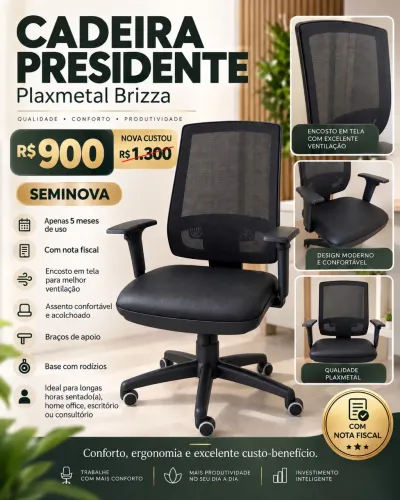 Cadeira Presidente PLAXMETAL BRIZZA