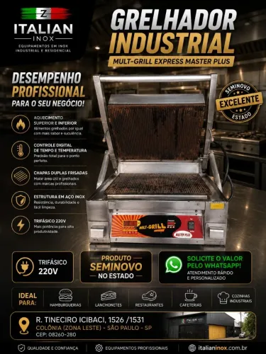 Grelhador Industrial Mult-Grill Express Master Plus | Trifásico 220V | Seminovo