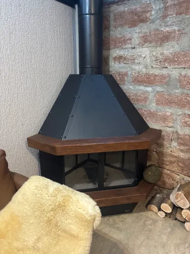 Lareira de canto aço maritmo 