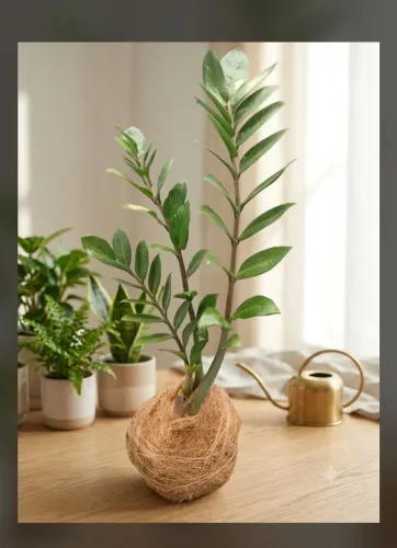 Kokedama de Zamioculca Feita à Mão - Planta Natural 150,00