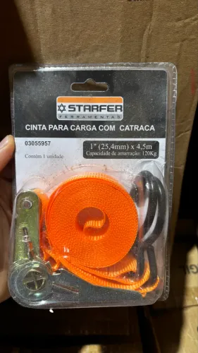 Cinta para carga com catraca Capacidade 120kg 1?(25,4mm) x4,5m