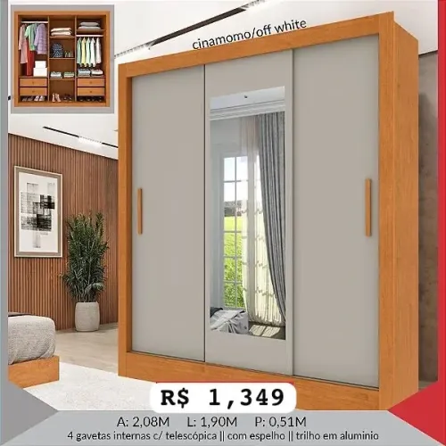 Guarda Roupa Vitória com espelho 