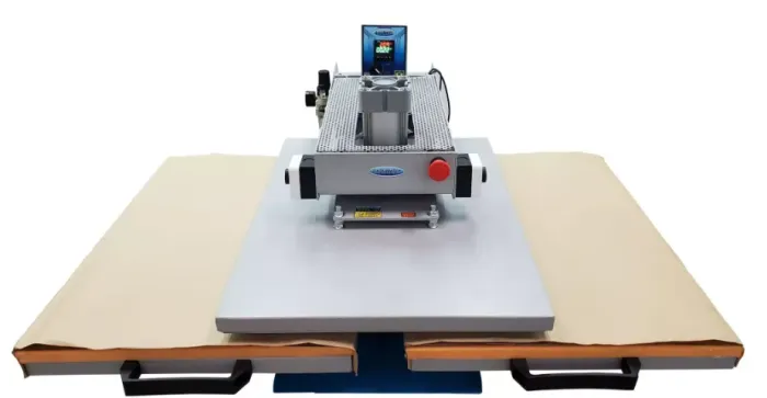 Prensa térmica Maquinatec 40x60 pneumática com laser + compressor e mesa