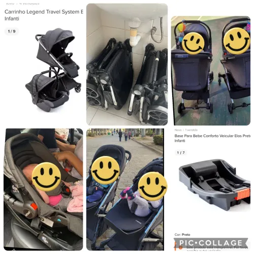 Carrinho Infanti com bebê conforto e suporte para o carro - KIT COMPLETO
