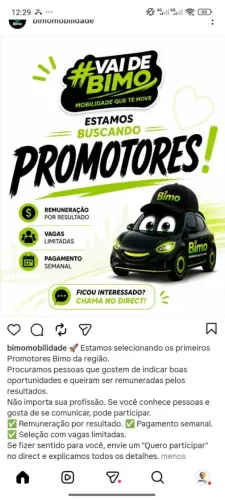 Buscamos promotores para o BIMO