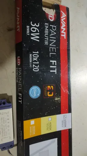 Led painel de embutir (10 x 120cm), 6500k luz branca, 36w bivolt.