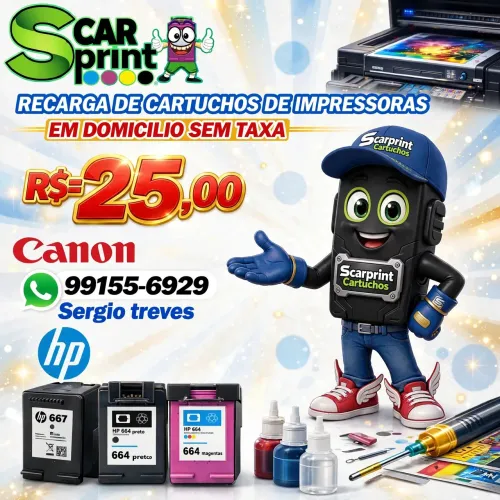 Em domicílio recarga de cartuchos de impressoras sem taxa