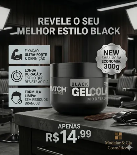 Gel Cola Match For Man, Cera, Black e Incolor - Escolha o seu