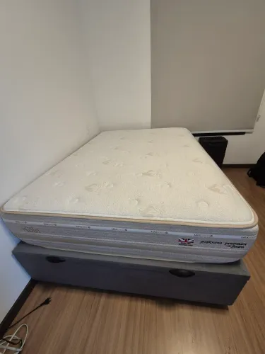 Conjunto cama baú+ colchão casal molas ensacadas