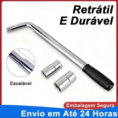 Chave Roda L 17/19/21/23mm Telescópica Extensiva Soquete Duplo Alongável Profissional