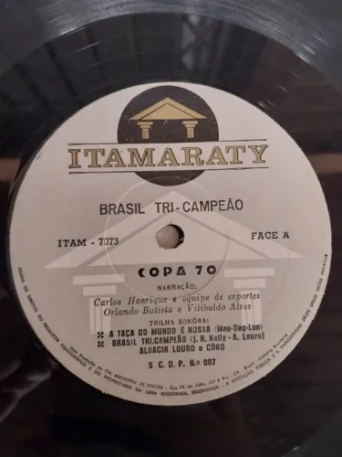 DISCO VINIL COM GRAVAÇÃO TODOS OS GOLS DOS JOGOS DA SELEÇÃO DA COPA DO MUNDO DE 1970