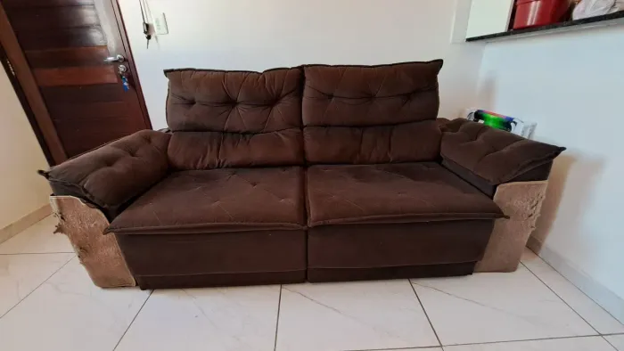 Sofá Retrátil Reclinável 3 Lugares Veludo Ibiza Besthouse