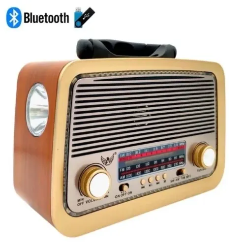 Rádio Vintage Am Fm Sw Usb Pen Drive Aux P2 Bluetooth