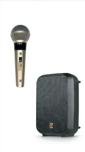 KIT- Microfone Dinamico Dylan Dls-8 Profissional + Caixa Ativa Sr-88a Staner 85W