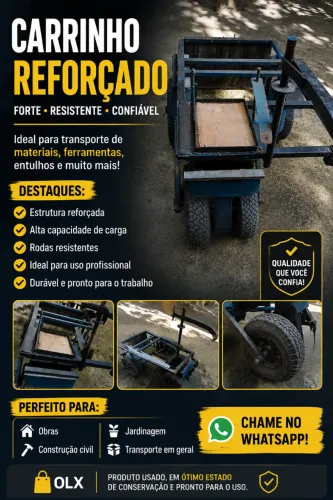 Carrinho Reforçado para Carga - Estrutura em Ferro | Excelente Estado