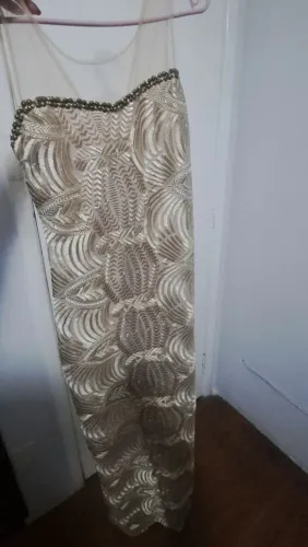 Vestido de Festa Champagne - Elegante e Exclusivo - Veste até 40