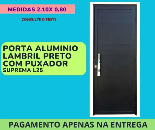 Porta Lambril de Alumínio Preto com Puxador Linha Suprema