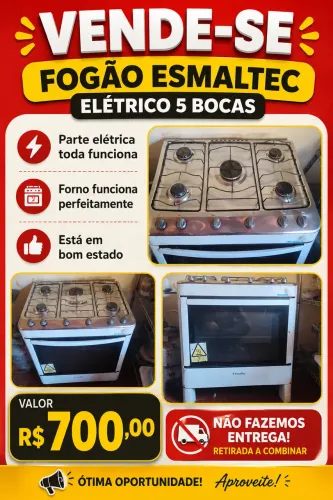 Fogão elétrico Esmaltec 5 bocas
