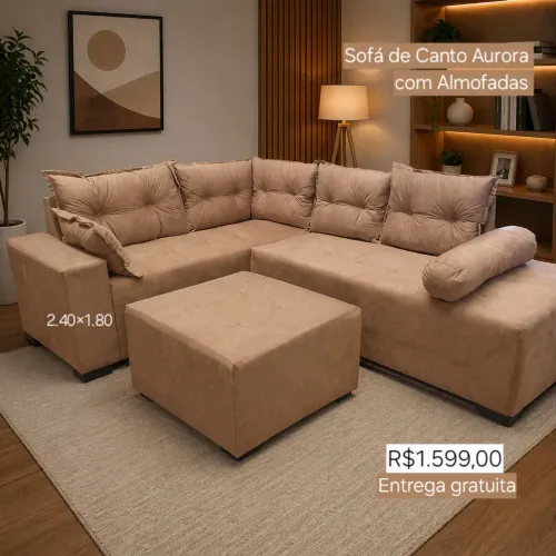 PROMOÇÃO URGENTE - Sofá GIGANTE de CANTO Aurora Nude Disponível