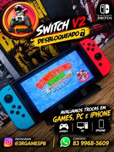 Nintendo Switch V2 Cartão 128GB e jogos