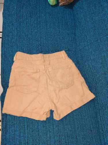 Short Jeans Feminino Bege Pool Jeans - Tamanho 14 - Cintura Alta
