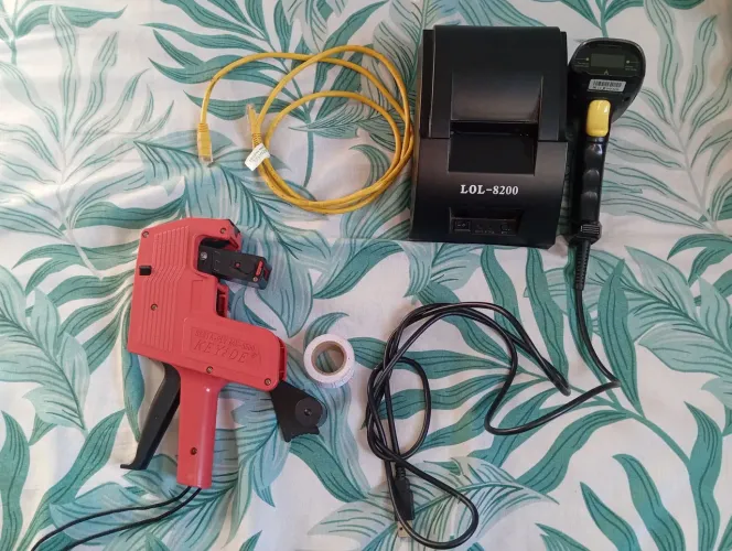 KIT COMERCIAL COMPLETO - Impressora Térmica + Leitor de Código de Barras + Etiquetadora