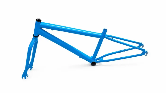 Quadro de bike aço de carbono aro 24 com garfo azul-turquesa