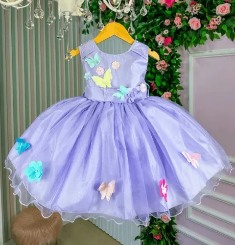 vestido infantil lilás aniversário daminha festa jardim encantado