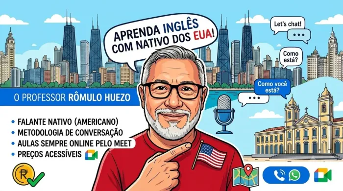 Aulas de Conversação em Inglês com Falante Nativo (EUA) - 100% Online