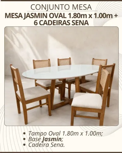 Mesa de Jantar elegante com 6 cadeiras