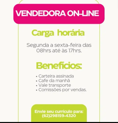 Bossa Fitness contrata Vendedora