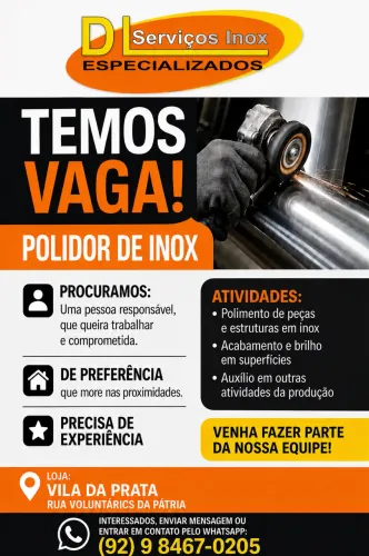 VAGA SOLDADOR E POLIDOR DE INOX