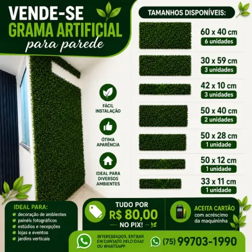 VENDE-SE: Lote de Grama Artificial para Parede