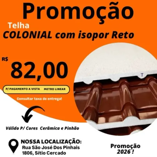 TELHA COLONIAL SEMI SANDUICHE