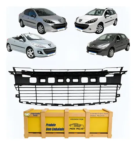 Grade Central Peugeot 207 2008 A 2011 Radiado Novo Preto