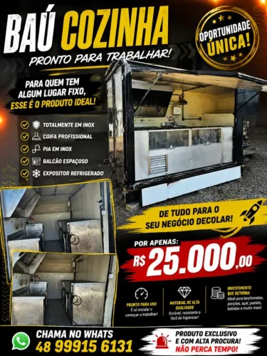 Baú Cozinha Profissional - Ideal para Sushi, Pastelaria e Lanches - Pronto para Uso!