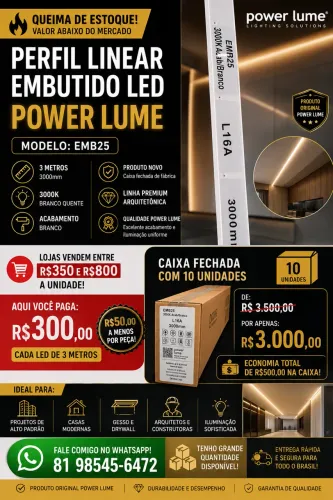 PERFIL LINEAR EMBUTIDO LED POWER LUME ? EMB25