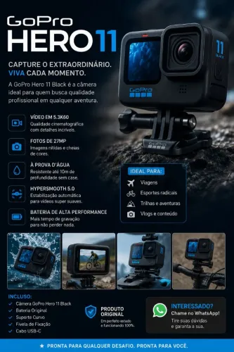 GoPro Hero 11 Black - Excelente Estado | Pronta para Uso