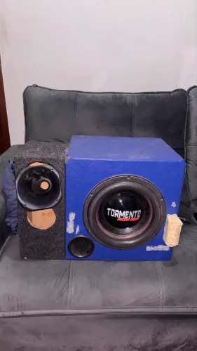Subwoofer tormento sbw 650w bobina dupla + caixa de som