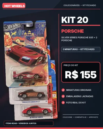 Kit 20 - Hot Wheels Porsche 935 Silver Series + 2 Porsche